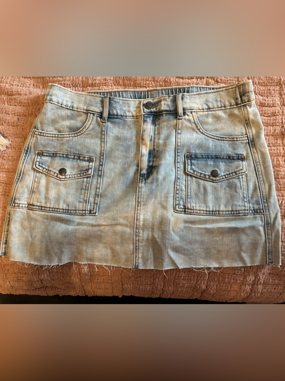 Aerie light Wash Denim Mini Skirt